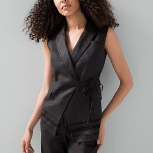 WHBM NWT Black Linen Tie Vest